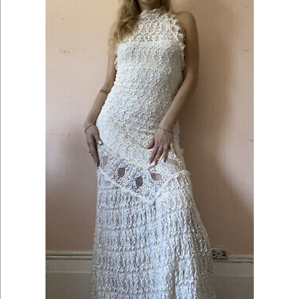 Nightcap Lace Cream long halter dress, size 2 (size 2-4); never worn, perfect!